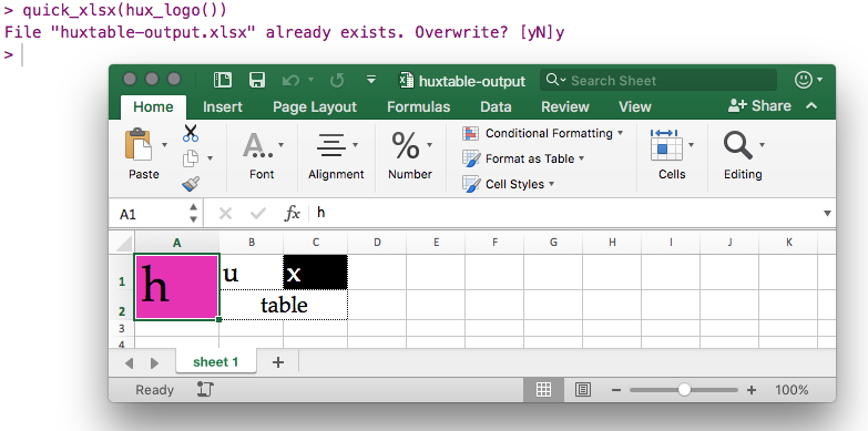 Huxtable logo in Excel